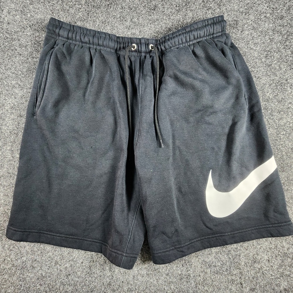 Nike Fleece Shorts Mens Medium Black Oversized Swoosh FN3906-010